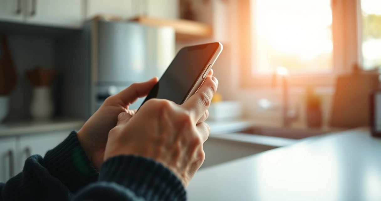 Pessoa segurando o celular ao avaliar uma proposta de crédito
