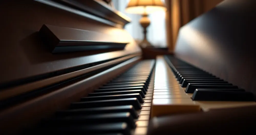Teclas e martelos de um piano vertical com a tampa aberta