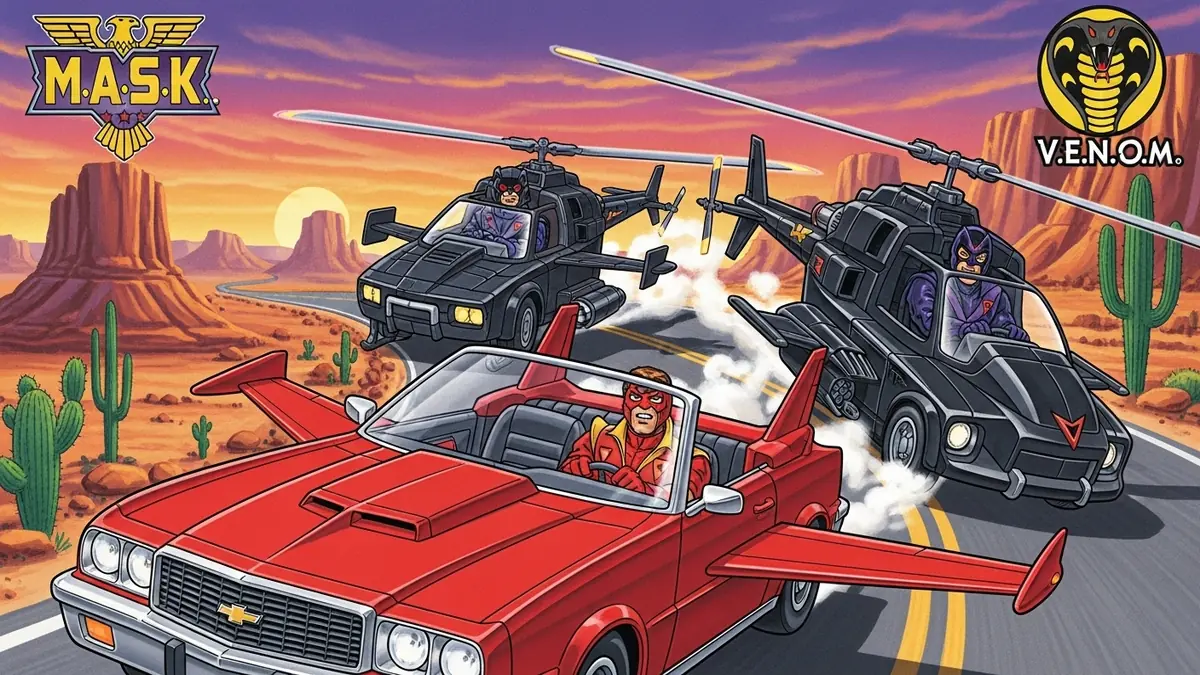 Mask 1985 DIC carros transformáveis Matt Trakker Miles Mayhem